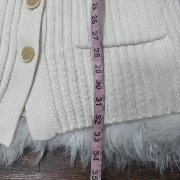 Banana Republic Italian Wool Cardigan L Ribbed Lagenlook Woolblend Preppy - Picture 9 of 11